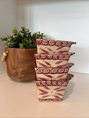 Temptations Old World Set of 4 Red 10oz Ramekin Baking Dishes
